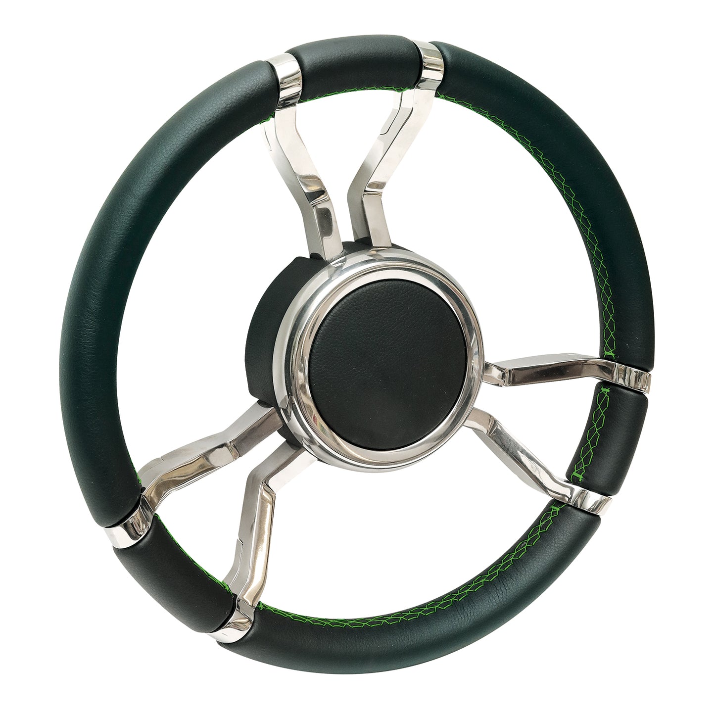 LSWLWPSSBKL100  - Livorsi Apex steering wheel, polished spokes, black grip with lime green stitching