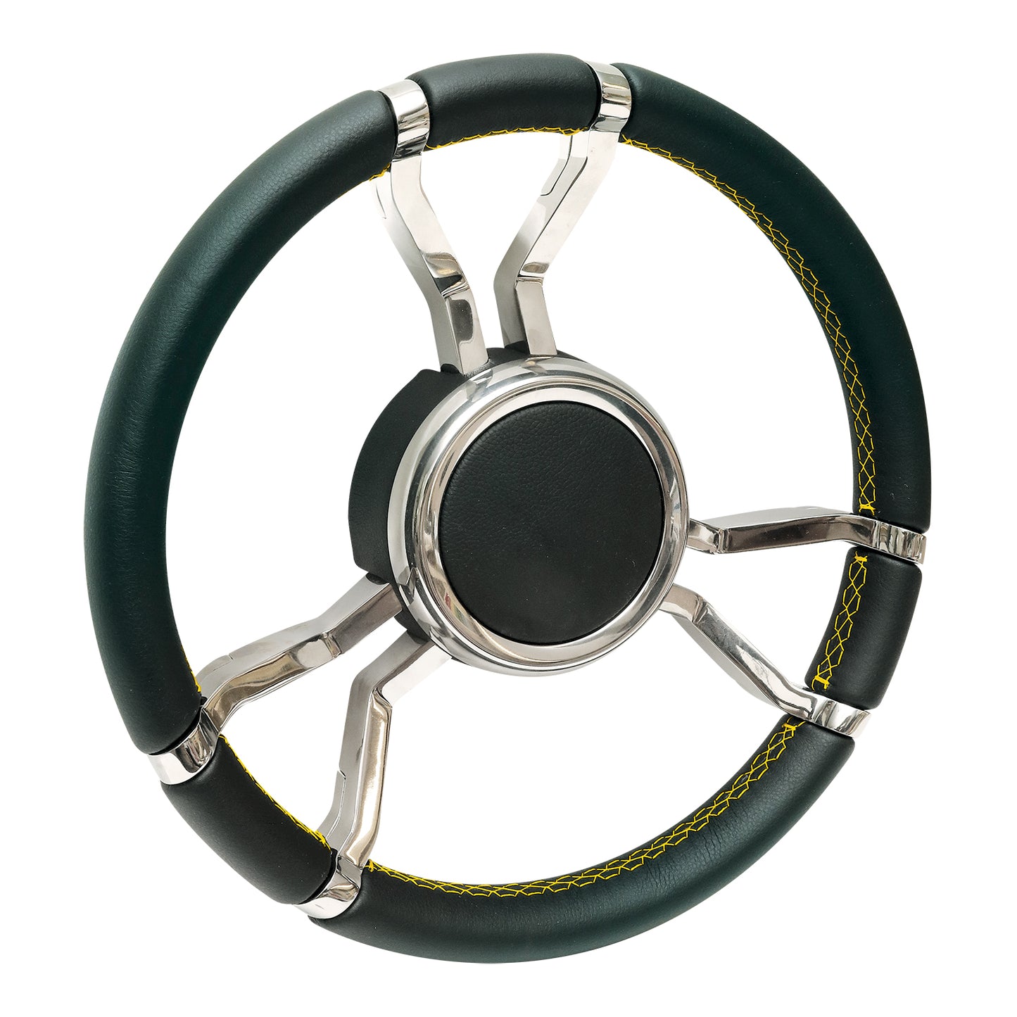 LSWLWPSSBKY100  - Livorsi Apex steering wheel, polished spokes, black grip with mustard stitching