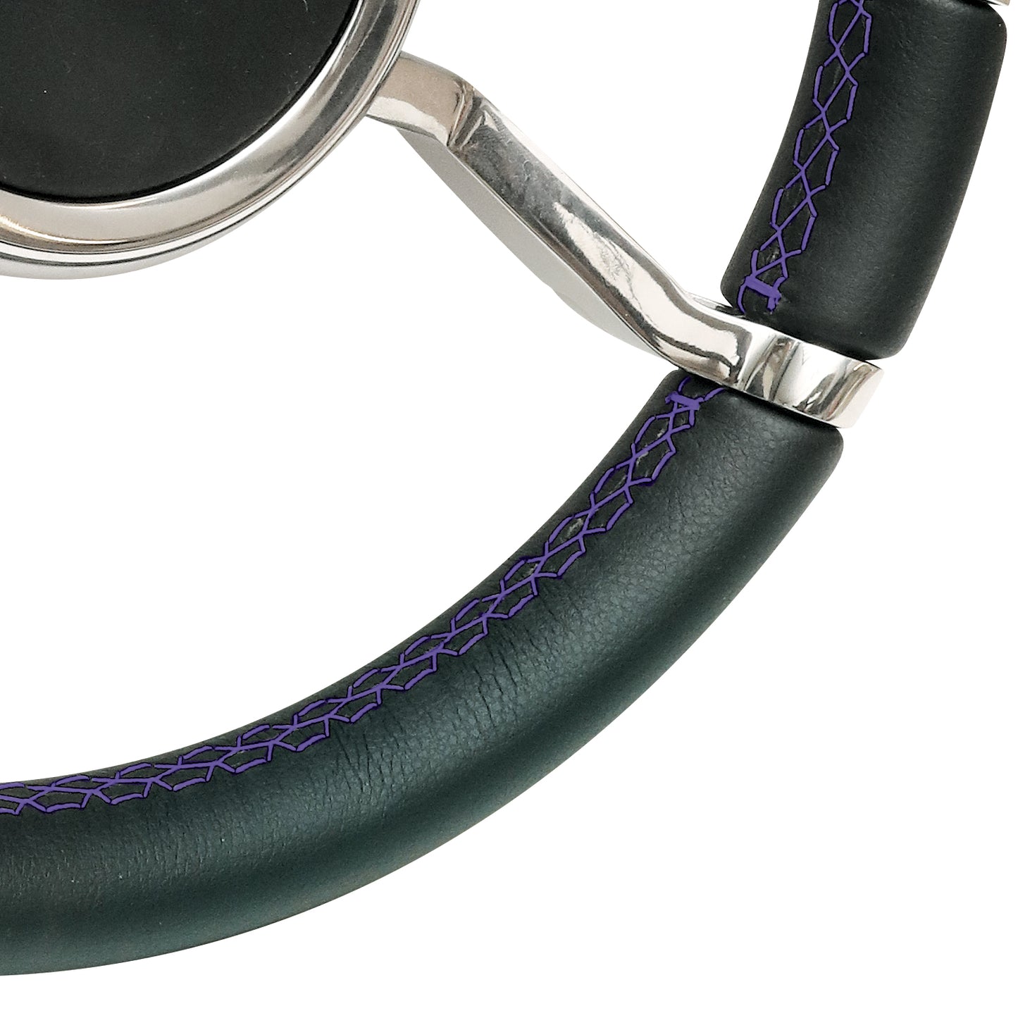 LSWLWPSSBKPU100  - Livorsi Apex steering wheel, polished spokes, black grip with ***PURPLE*** stitching