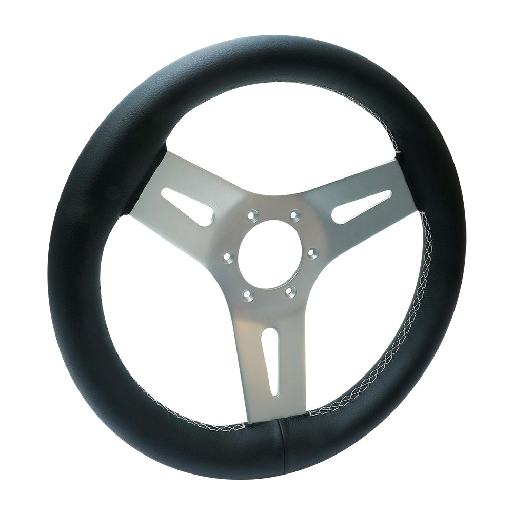 MGWALWBKPL - Livorsi Mega Grip marine steering wheel **platinum** stitching