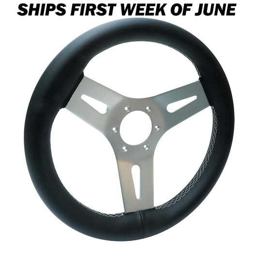 MGWALWBKPL - Livorsi Mega Grip marine steering wheel **platinum** stitching