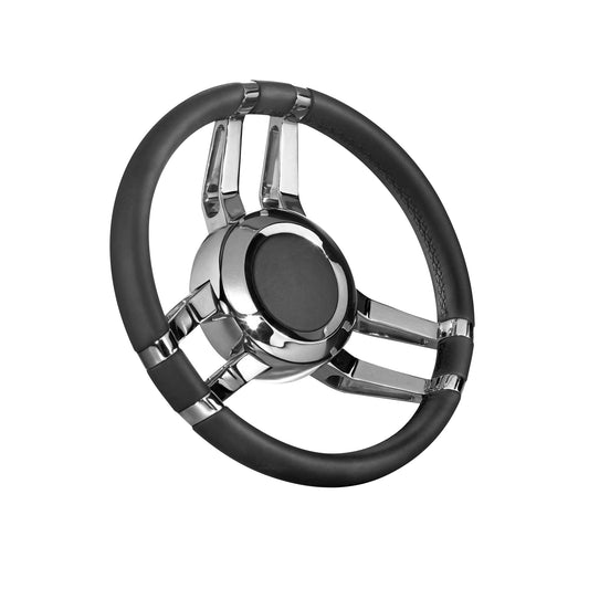 ISWKCBK - Isotta Carlotta wheel, black marine grade vinyl - includes Livorsi steering wheel mounting hub part number SWH-KIT