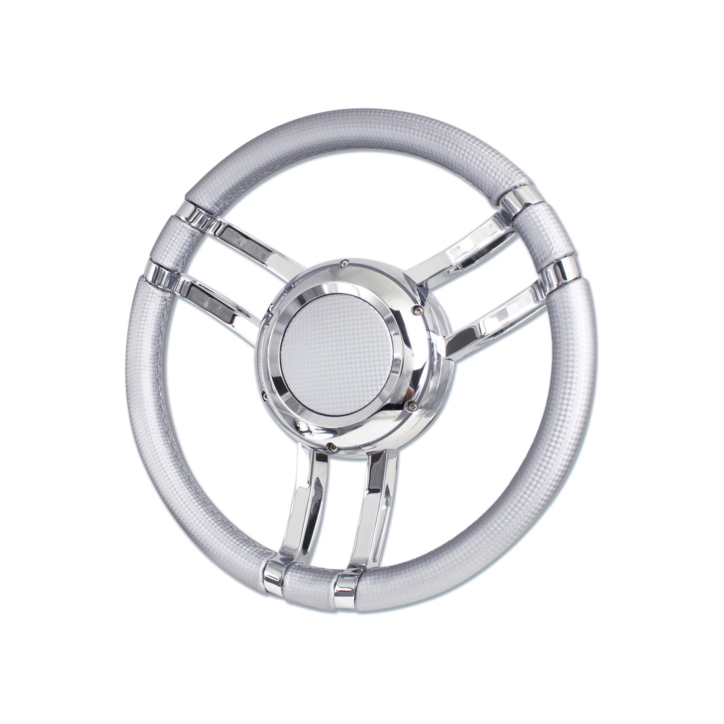 ISWKCCF - Isotta Carlotta wheel, silver carbon fiber vinyl - includes Livorsi steering wheel mounting hub part number SWH-KIT